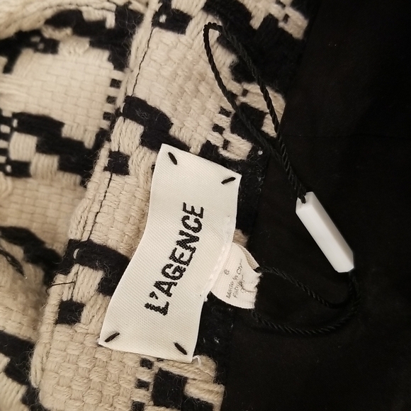 💕L'AGENCE Inez Tweed Blazer + Livia Tweed Skirt Light Camel Black Houndstooth 6 - Picture 14 of 16